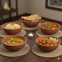 Clay Bowl terracotta Matir bati Pack of 5 dinner ready Handcrafted Clay Bowls (Matir Bati) – Pack of 5 | Terracotta Clay Utensils Ready for Dinner
