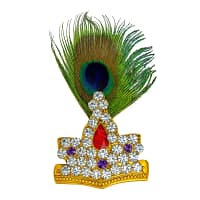 Laddu Gopal Chura Laddu Gopal Peacock Feather Stone Studded Mukut - Gopal Chura