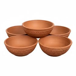 Clay Bowl terracotta Matir bati Pack of 5 Handcrafted Clay Bowls (Matir Bati) – Pack of 5 | Terracotta Clay Utensils