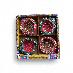 Designed Diya Handcrafted Terracotta Diya Set of 4