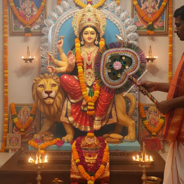 Mayur Pankha GOds Original Morpankh Heart Shape Hand Fan – 15 Inch Long, 24 cm Wide | Real Peacock Feather Fan for Krishna Ji, Puja, Mandir & Wall Decoration